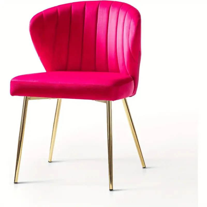 Modern Fuchsia Velvet Accent Chair with Tufted Padded Cushion, – Comfy Upholstered Armchair for Living Room or Bedroom, Soft Velvet Fabric, Wingback Design, Easy to Clean, Bedroom Accent Chair | Vibrant Decor Piece | Tufted Cushioning, Accent Chair for Living Room