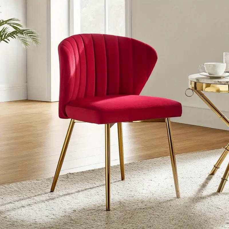 Modern Fuchsia Velvet Accent Chair with Tufted Padded Cushion, – Comfy Upholstered Armchair for Living Room or Bedroom, Soft Velvet Fabric, Wingback Design, Easy to Clean, Bedroom Accent Chair | Vibrant Decor Piece | Tufted Cushioning, Accent Chair for Living Room