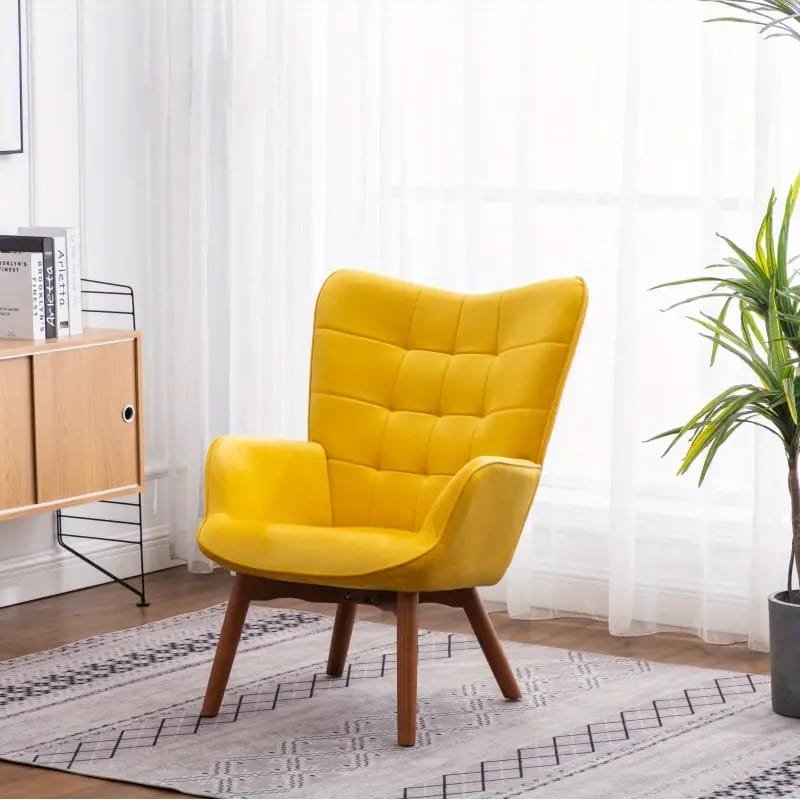 Modern Fuchsia Velvet Accent Chair with Tufted Padded Cushion, – Comfy Upholstered Armchair for Living Room or Bedroom, Soft Velvet Fabric, Wingback Design, Easy to Clean, Bedroom Accent Chair | Vibrant Decor Piece | Tufted Cushioning, Accent Chair for Living Room