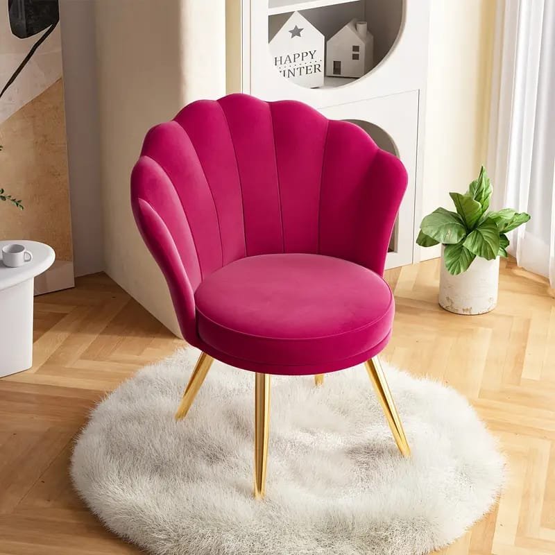 Modern Fuchsia Velvet Accent Chair with Tufted Padded Cushion, – Comfy Upholstered Armchair for Living Room or Bedroom, Soft Velvet Fabric, Wingback Design, Easy to Clean, Bedroom Accent Chair | Vibrant Decor Piece | Tufted Cushioning, Accent Chair for Living Room