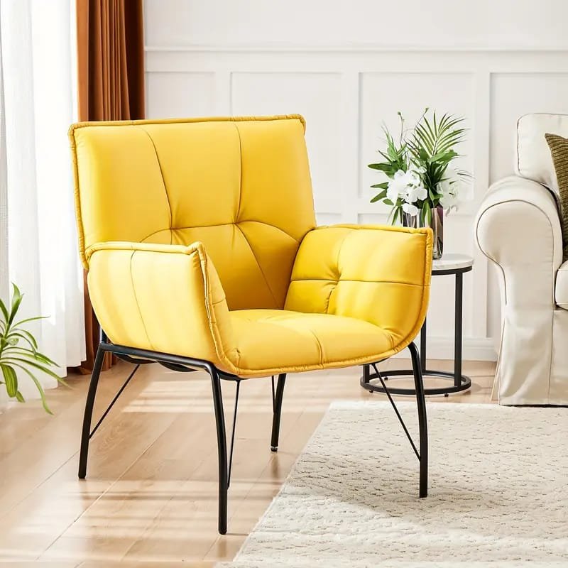 Modern Fuchsia Velvet Accent Chair with Tufted Padded Cushion, – Comfy Upholstered Armchair for Living Room or Bedroom, Soft Velvet Fabric, Wingback Design, Easy to Clean, Bedroom Accent Chair | Vibrant Decor Piece | Tufted Cushioning, Accent Chair for Living Room