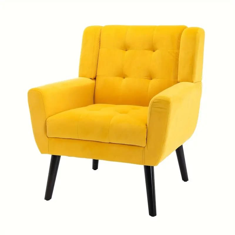 Modern Fuchsia Velvet Accent Chair with Tufted Padded Cushion, – Comfy Upholstered Armchair for Living Room or Bedroom, Soft Velvet Fabric, Wingback Design, Easy to Clean, Bedroom Accent Chair | Vibrant Decor Piece | Tufted Cushioning, Accent Chair for Living Room