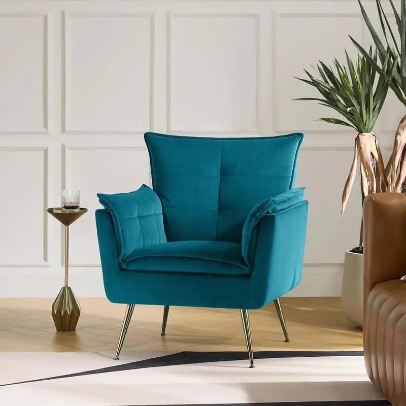 Modern Fuchsia Velvet Accent Chair with Tufted Padded Cushion, – Comfy Upholstered Armchair for Living Room or Bedroom, Soft Velvet Fabric, Wingback Design, Easy to Clean, Bedroom Accent Chair | Vibrant Decor Piece | Tufted Cushioning, Accent Chair for Living Room