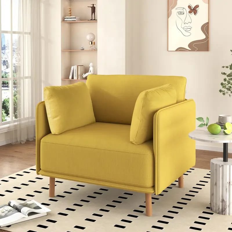 Modern Fuchsia Velvet Accent Chair with Tufted Padded Cushion, – Comfy Upholstered Armchair for Living Room or Bedroom, Soft Velvet Fabric, Wingback Design, Easy to Clean, Bedroom Accent Chair | Vibrant Decor Piece | Tufted Cushioning, Accent Chair for Living Room