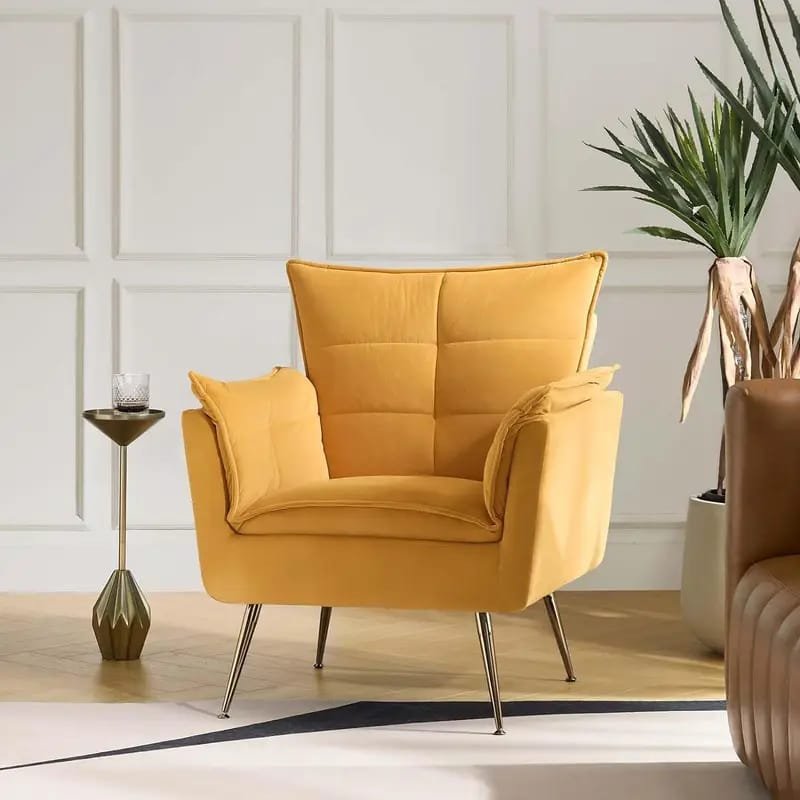 Modern Fuchsia Velvet Accent Chair with Tufted Padded Cushion, – Comfy Upholstered Armchair for Living Room or Bedroom, Soft Velvet Fabric, Wingback Design, Easy to Clean, Bedroom Accent Chair | Vibrant Decor Piece | Tufted Cushioning, Accent Chair for Living Room