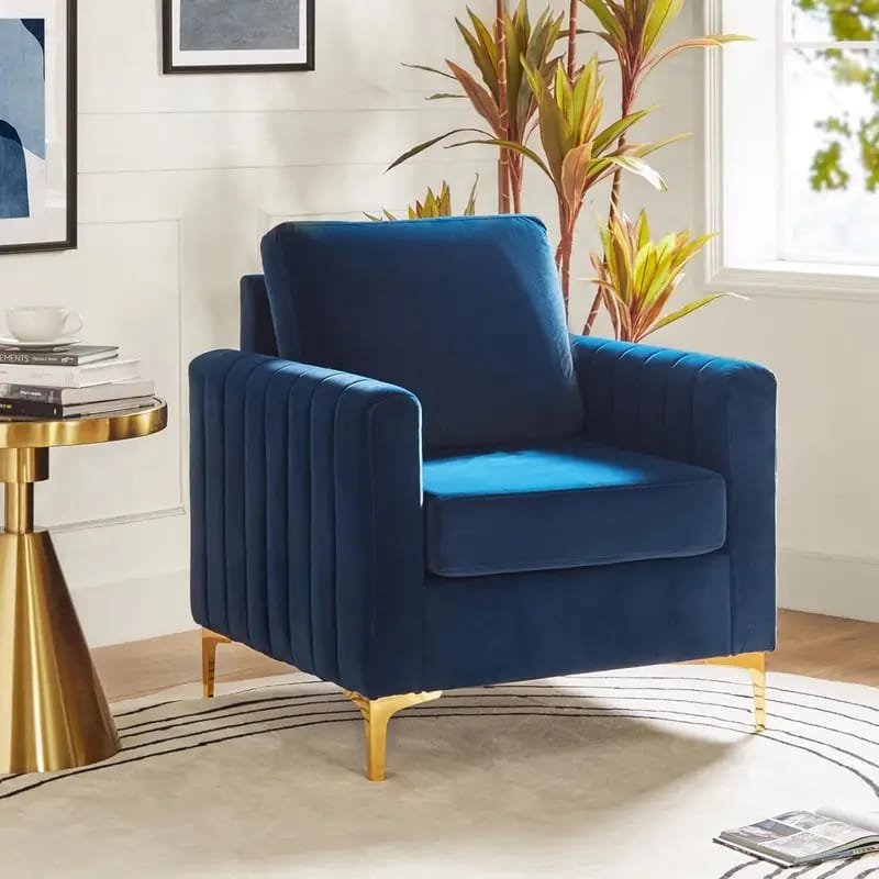Modern Fuchsia Velvet Accent Chair with Tufted Padded Cushion, – Comfy Upholstered Armchair for Living Room or Bedroom, Soft Velvet Fabric, Wingback Design, Easy to Clean, Bedroom Accent Chair | Vibrant Decor Piece | Tufted Cushioning, Accent Chair for Living Room