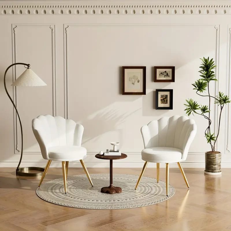 Dining Chairs, Woven Upholstered Dining Chairs With Golden Metal , Modern Accent Chairs For Living Room, Dining Room, Kitchen