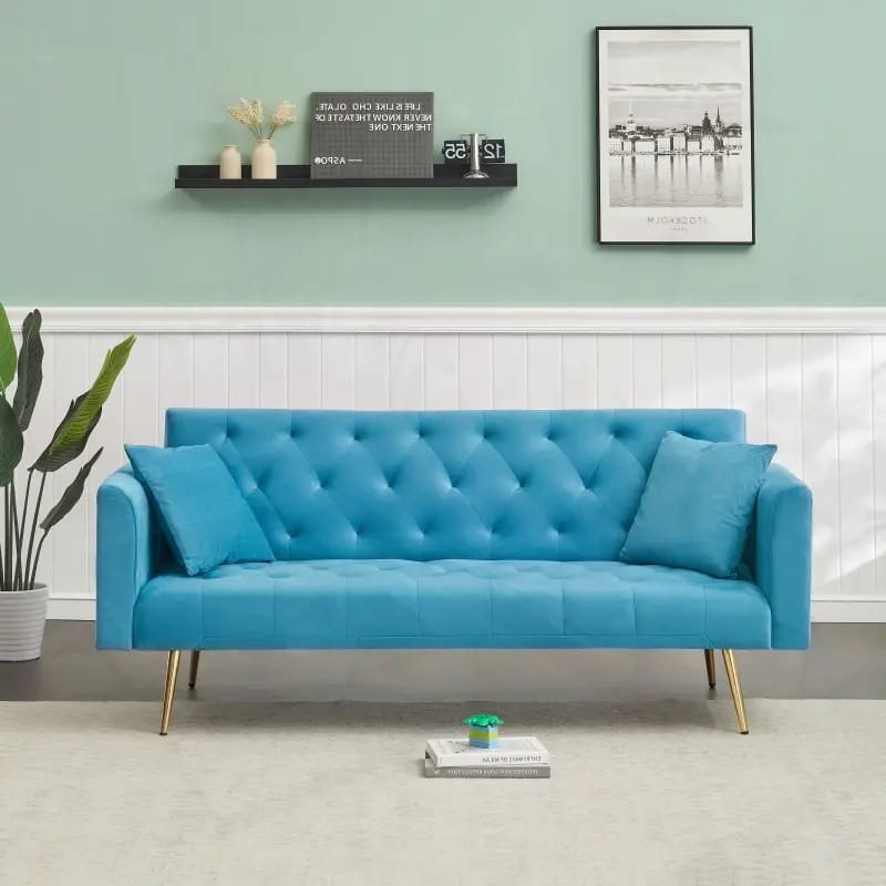 1pc ROORUNS Modern Teddy Sofa, Metal Frame, 93.70" Long Couch with 2 Pillows, 3 Seating Capacity for Apartment, Office, Living Room