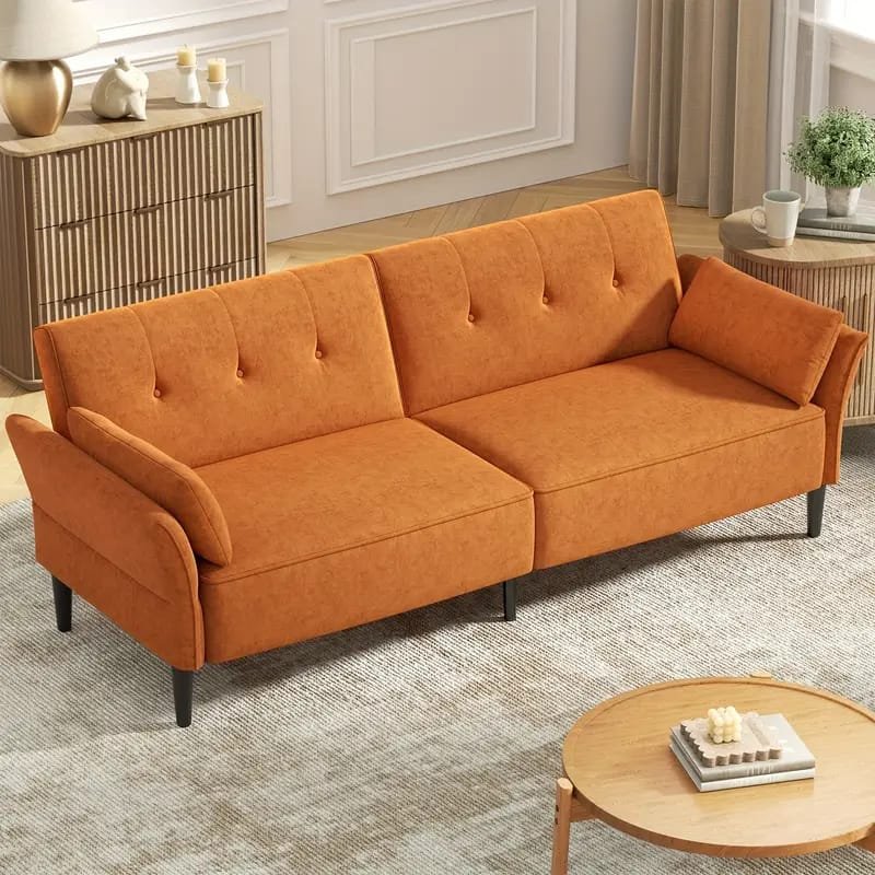 1pc ROORUNS Modern Teddy Sofa, Metal Frame, 93.70" Long Couch with 2 Pillows, 3 Seating Capacity for Apartment, Office, Living Room