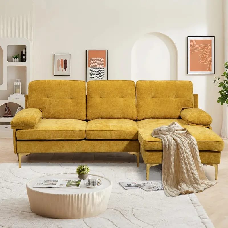 1pc ROORUNS Modern Teddy Sofa, Metal Frame, 93.70" Long Couch with 2 Pillows, 3 Seating Capacity for Apartment, Office, Living Room