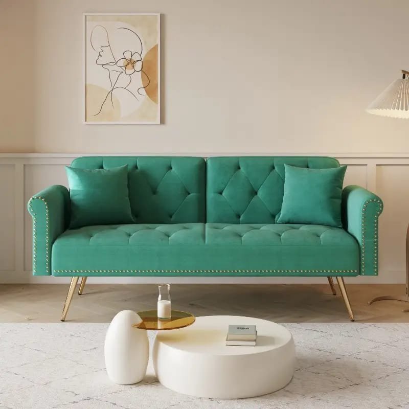 1pc ROORUNS Modern Teddy Sofa, Metal Frame, 93.70" Long Couch with 2 Pillows, 3 Seating Capacity for Apartment, Office, Living Room