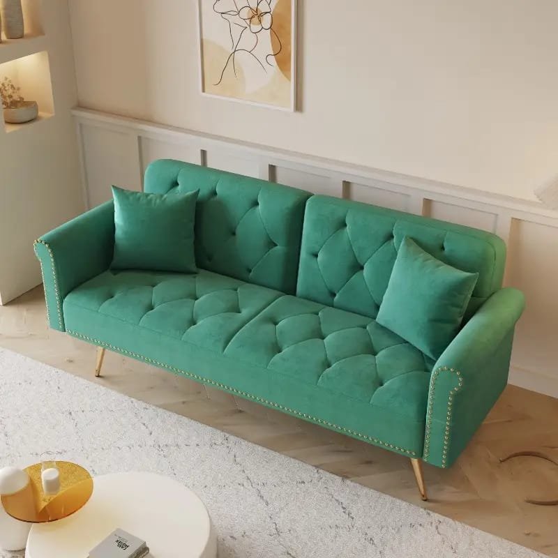 1pc ROORUNS Modern Teddy Sofa, Metal Frame, 93.70" Long Couch with 2 Pillows, 3 Seating Capacity for Apartment, Office, Living Room