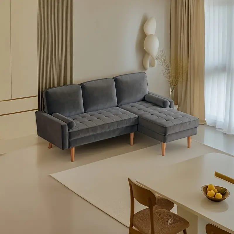 1pc ROORUNS Modern Teddy Sofa, Metal Frame, 93.70" Long Couch with 2 Pillows, 3 Seating Capacity for Apartment, Office, Living Room