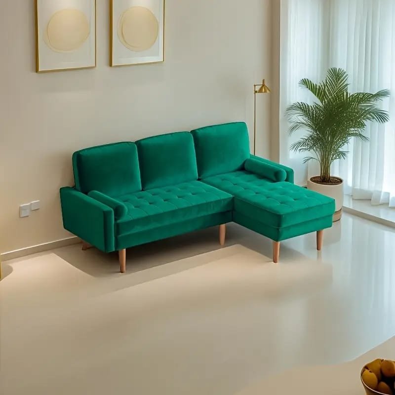 1pc ROORUNS Modern Teddy Sofa, Metal Frame, 93.70" Long Couch with 2 Pillows, 3 Seating Capacity for Apartment, Office, Living Room