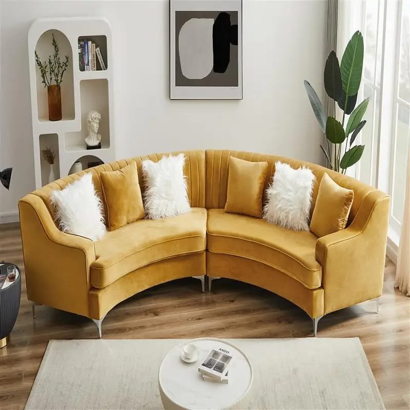1pc ROORUNS Modern Teddy Sofa, Metal Frame, 93.70" Long Couch with 2 Pillows, 3 Seating Capacity for Apartment, Office, Living Room