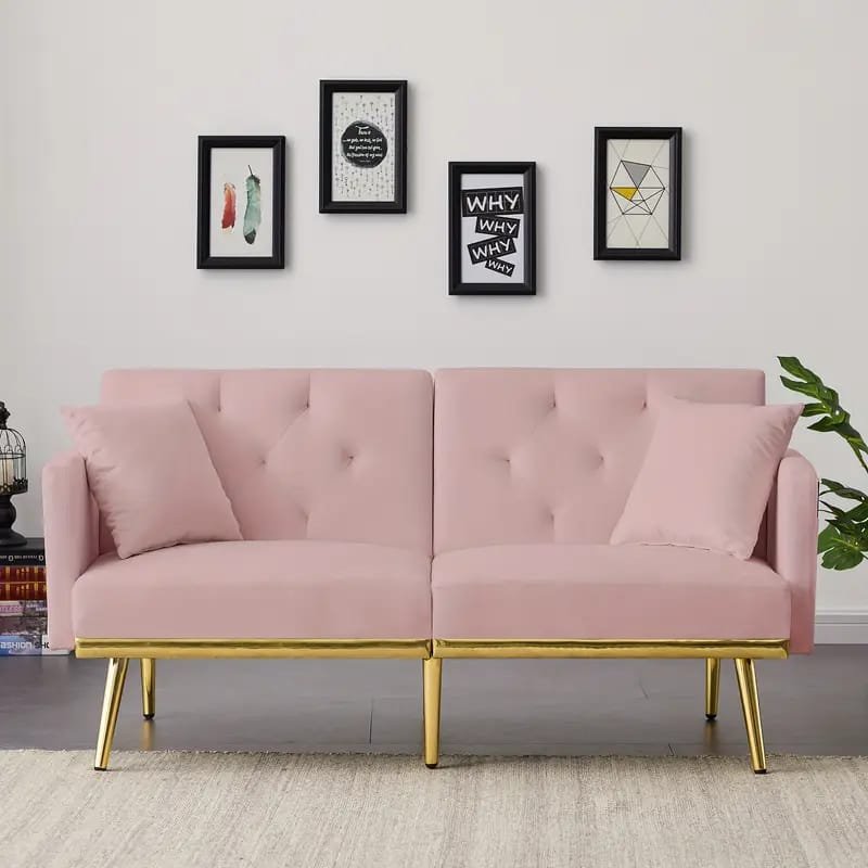 1pc ROORUNS Modern Teddy Sofa, Metal Frame, 93.70" Long Couch with 2 Pillows, 3 Seating Capacity for Apartment, Office, Living Room