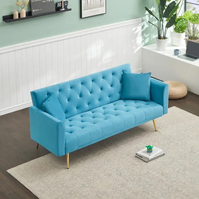 1pc ROORUNS Modern Teddy Sofa, Metal Frame, 93.70" Long Couch with 2 Pillows, 3 Seating Capacity for Apartment, Office, Living Room
