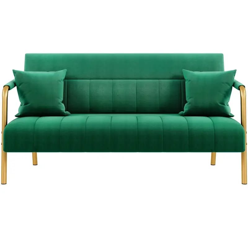 1pc ROORUNS Modern Teddy Sofa, Metal Frame, 93.70" Long Couch with 2 Pillows, 3 Seating Capacity for Apartment, Office, Living Room