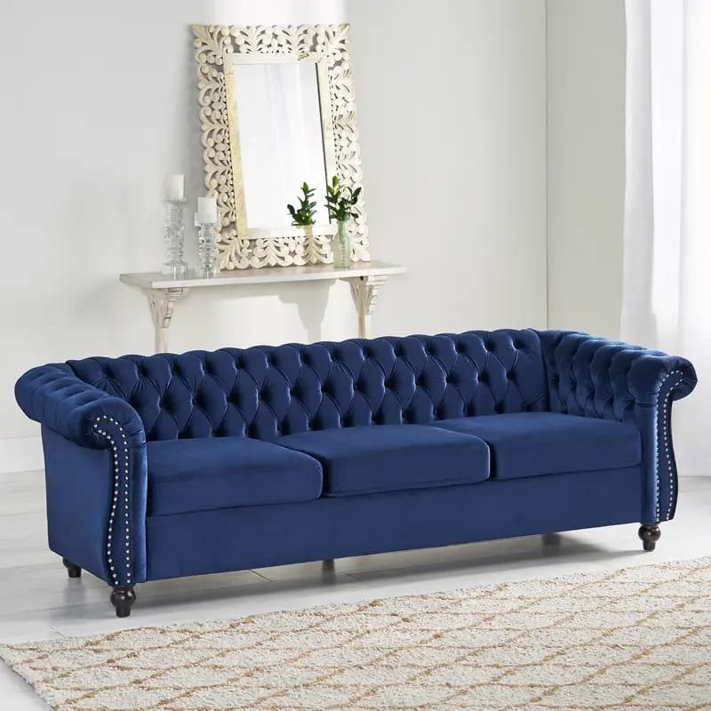 1pc ROORUNS Modern Teddy Sofa, Metal Frame, 93.70" Long Couch with 2 Pillows, 3 Seating Capacity for Apartment, Office, Living Room