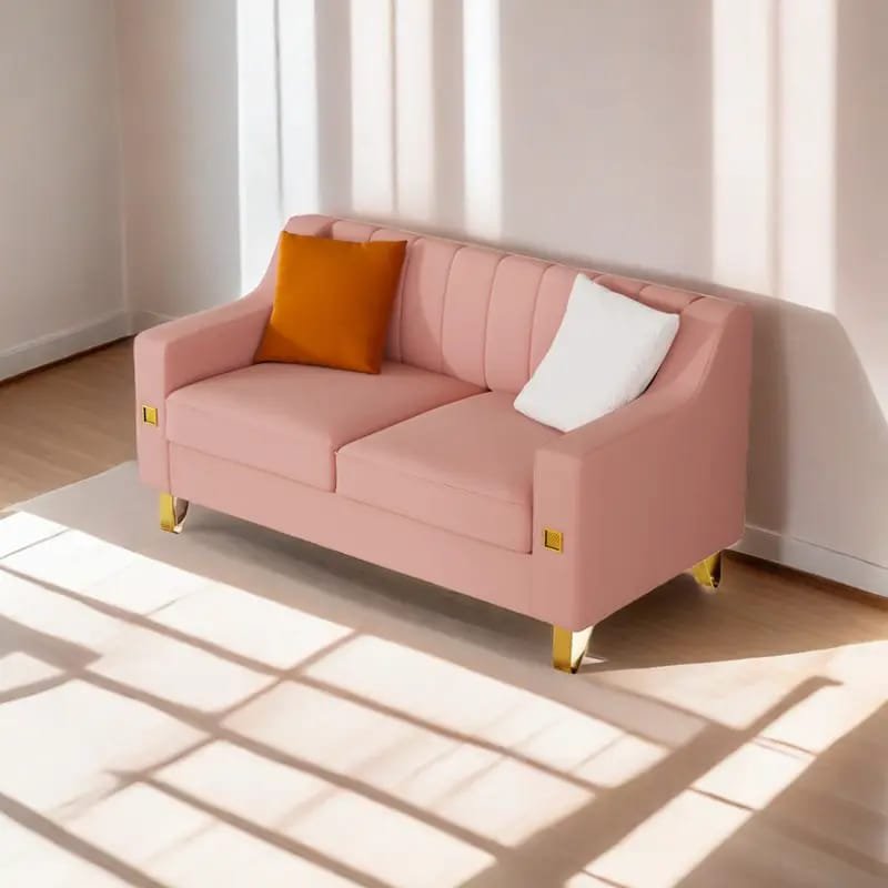 1pc ROORUNS Modern Teddy Sofa, Metal Frame, 93.70" Long Couch with 2 Pillows, 3 Seating Capacity for Apartment, Office, Living Room