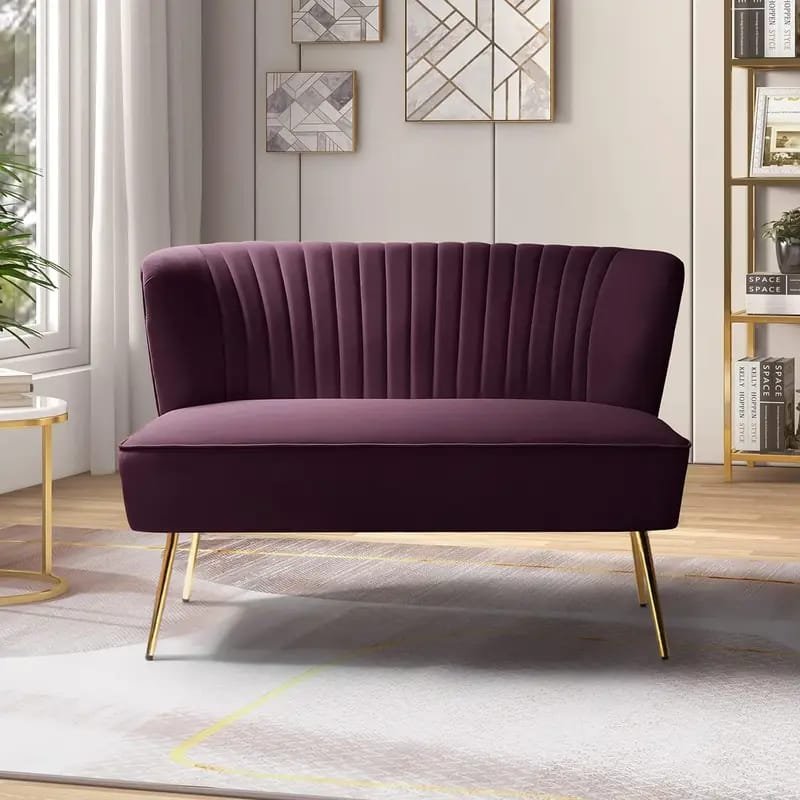 1pc ROORUNS Modern Teddy Sofa, Metal Frame, 93.70" Long Couch with 2 Pillows, 3 Seating Capacity for Apartment, Office, Living Room