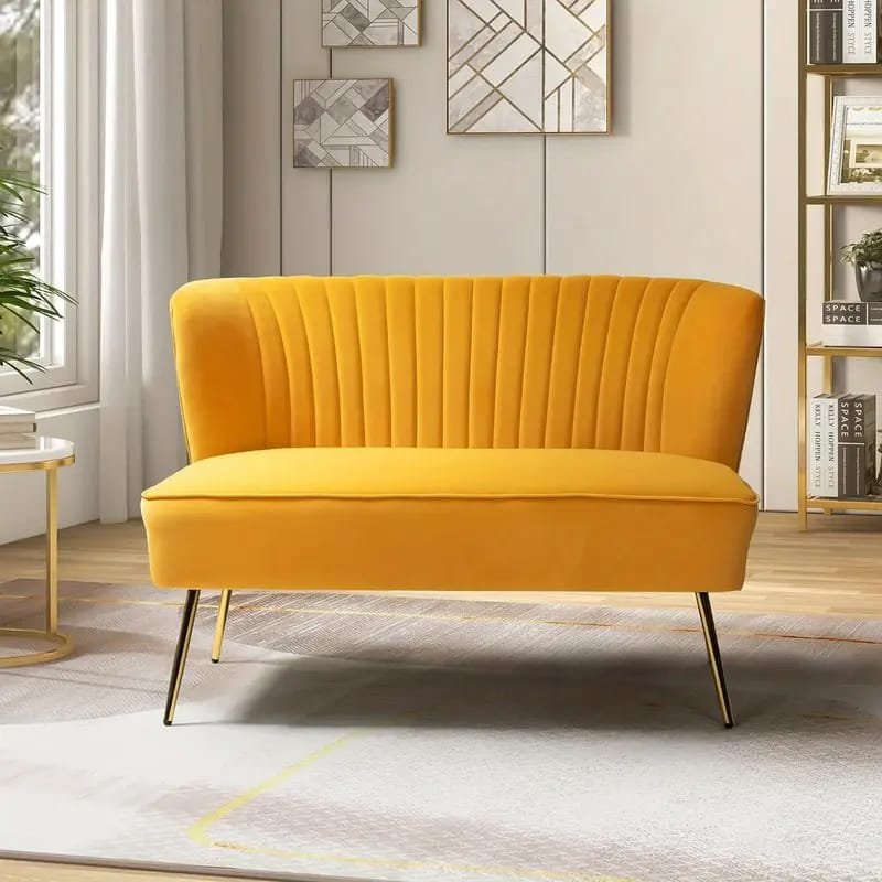 1pc ROORUNS Modern Teddy Sofa, Metal Frame, 93.70" Long Couch with 2 Pillows, 3 Seating Capacity for Apartment, Office, Living Room