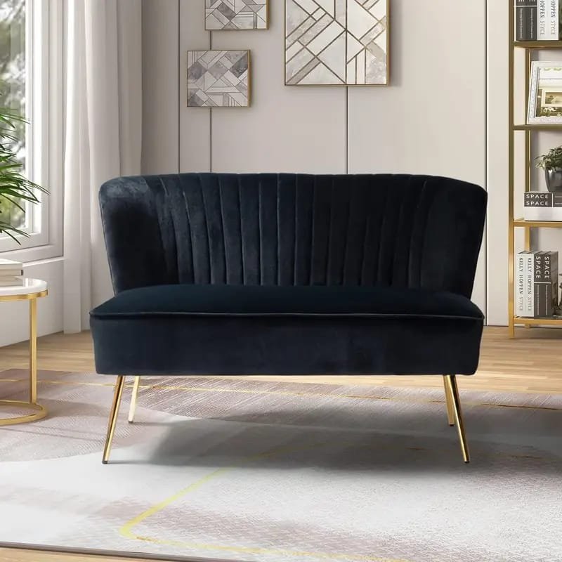 1pc ROORUNS Modern Teddy Sofa, Metal Frame, 93.70" Long Couch with 2 Pillows, 3 Seating Capacity for Apartment, Office, Living Room