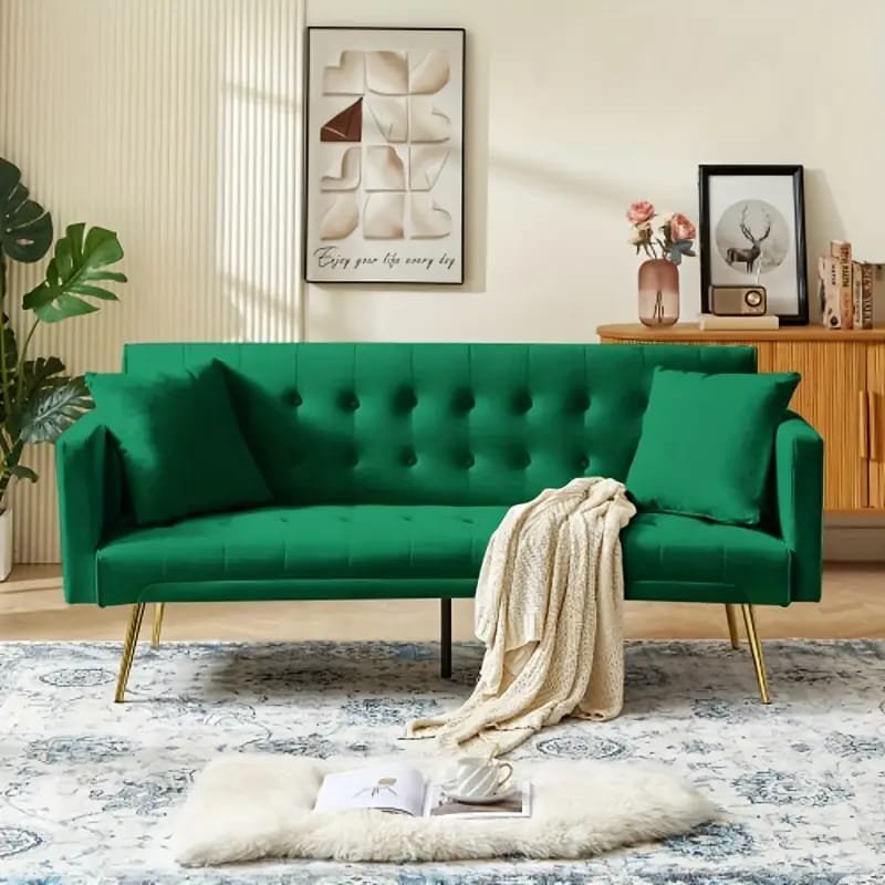 1pc ROORUNS Modern Teddy Sofa, Metal Frame, 93.70" Long Couch with 2 Pillows, 3 Seating Capacity for Apartment, Office, Living Room