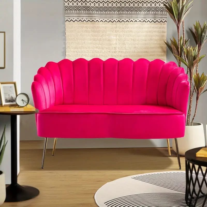 1pc ROORUNS Modern Teddy Sofa, Metal Frame, 93.70" Long Couch with 2 Pillows, 3 Seating Capacity for Apartment, Office, Living Room