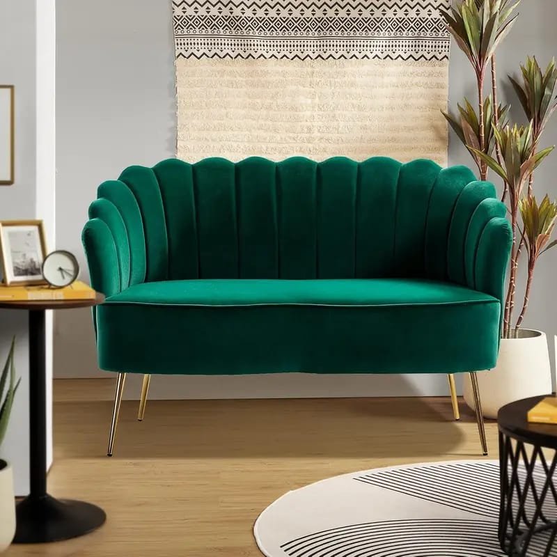 1pc ROORUNS Modern Teddy Sofa, Metal Frame, 93.70" Long Couch with 2 Pillows, 3 Seating Capacity for Apartment, Office, Living Room