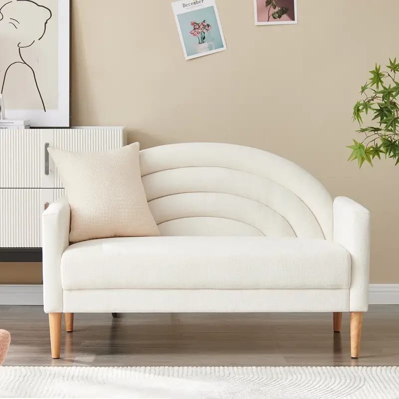 1pc ROORUNS Modern Teddy Sofa, Metal Frame, 93.70" Long Couch with 2 Pillows, 3 Seating Capacity for Apartment, Office, Living Room
