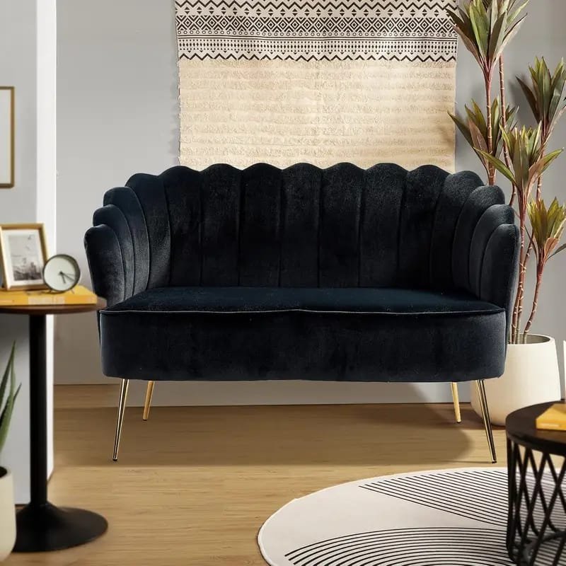 1pc ROORUNS Modern Teddy Sofa, Metal Frame, 93.70" Long Couch with 2 Pillows, 3 Seating Capacity for Apartment, Office, Living Room