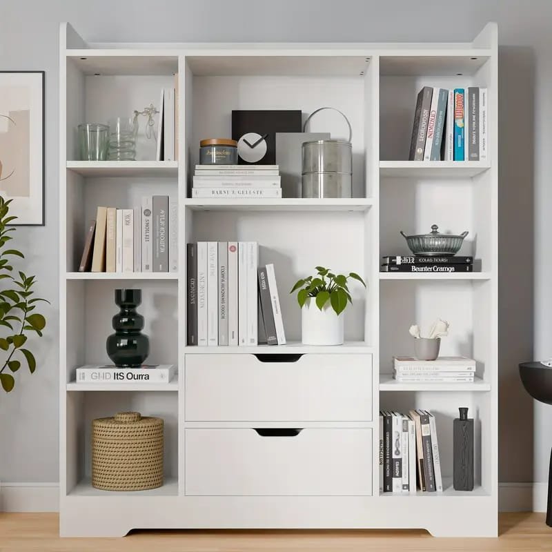 Bookcase Storage] Industrial-style  Etagere Bookcase, A Freestanding Bookshelf That Amplifies Style And Utility In Any Living Room. This Tall Display Shelf Doubles As A Storage Organizer, Boasting   Storage shelves
