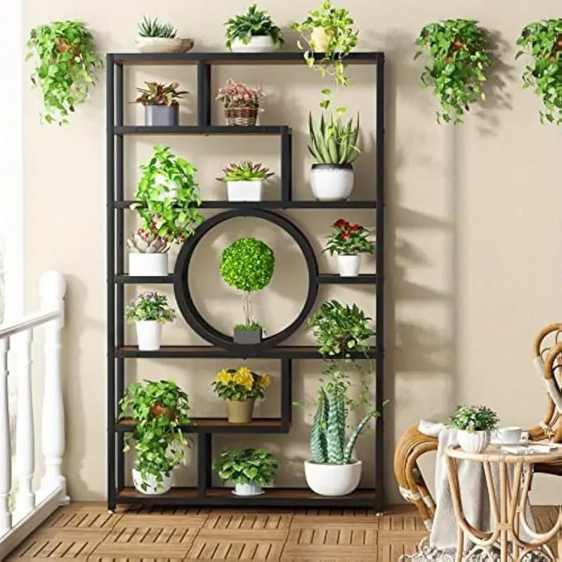 Bookcase Storage] Industrial-style  Etagere Bookcase, A Freestanding Bookshelf That Amplifies Style And Utility In Any Living Room. This Tall Display Shelf Doubles As A Storage Organizer, Boasting   Storage shelves