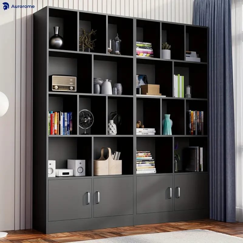 Bookcase Storage] Industrial-style  Etagere Bookcase, A Freestanding Bookshelf That Amplifies Style And Utility In Any Living Room. This Tall Display Shelf Doubles As A Storage Organizer, Boasting   Storage shelves