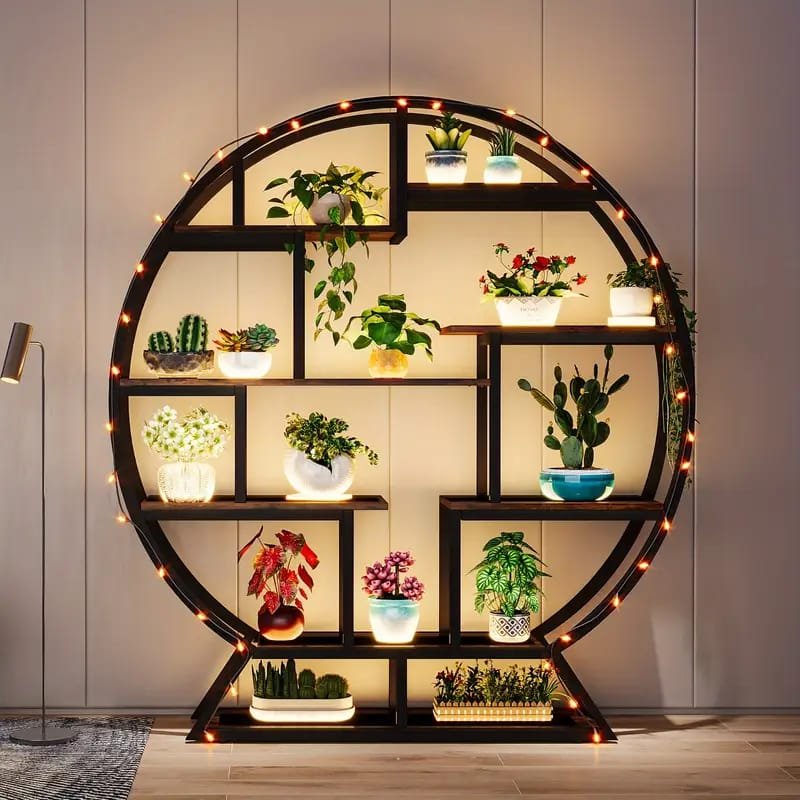 Bookcase Storage] Industrial-style  Etagere Bookcase, A Freestanding Bookshelf That Amplifies Style And Utility In Any Living Room. This Tall Display Shelf Doubles As A Storage Organizer, Boasting   Storage shelves