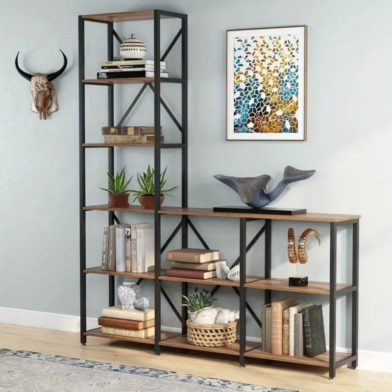 Bookcase Storage] Industrial-style  Etagere Bookcase, A Freestanding Bookshelf That Amplifies Style And Utility In Any Living Room. This Tall Display Shelf Doubles As A Storage Organizer, Boasting   Storage shelves