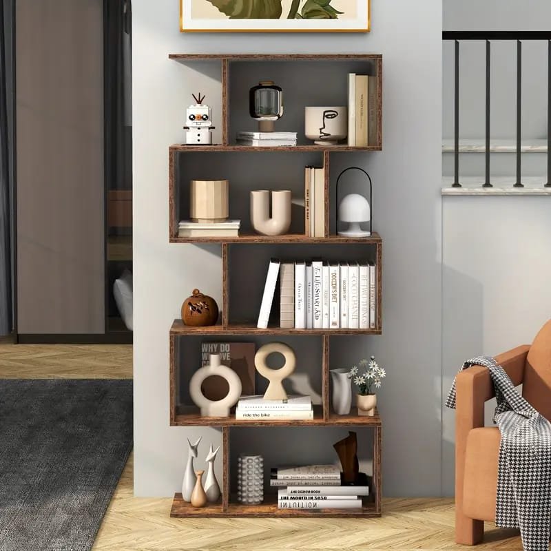 Bookcase Storage] Industrial-style  Etagere Bookcase, A Freestanding Bookshelf That Amplifies Style And Utility In Any Living Room. This Tall Display Shelf Doubles As A Storage Organizer, Boasting   Storage shelves